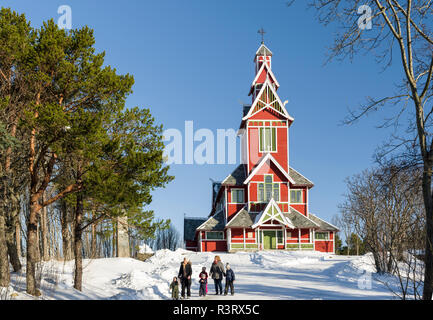 Church Buksnes kirke, island Vestvagoy. The Lofoten islands in northern Norway during winter. Scandinavia, Norway Stockfoto