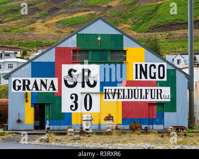 Sildarminjasafn Inseln, der Hering Ära Museum in Siglufjordur. Northern Island (Editorial nur verwenden) Stockfoto