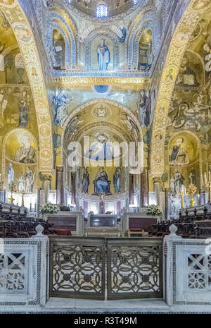 Italien, Sizilien, Palermo, pfälzische Kapelle (Cappella Palatina) von Norman König Roger II. in Auftrag gegeben und im 12. Jahrhundert abgeschlossen Stockfoto