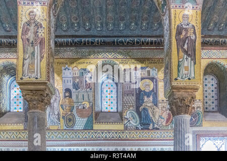 Italien, Sizilien, Palermo, Pfalzkapelle Mosaik Wandbild von Norman König Roger II. in Auftrag gegeben und im 12. Jahrhundert abgeschlossen Stockfoto