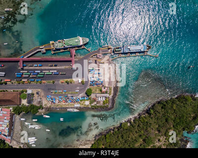 Indonesien, Bali, Luftaufnahme von Padangbai, Port von oben Stockfoto