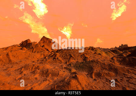 Gerenderten 3D-Abbildung der Oberfläche des Planeten Mars Stockfoto