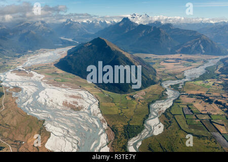 Neuseeland, Südinsel, Otago, Wanaka, Luftaufnahme von matukituki River Stockfoto