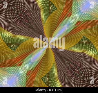 Ein komplexes und mehrfarbige gesponnen, abstrakte Muster. Stockfoto