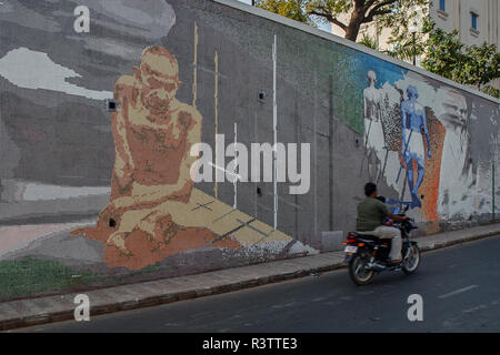 16-Dez-2007 - Mosaik venezianische Fliesen Malerei von Mahatma Gandhi; Ahmedabad, Gujarat, Indien Asien Stockfoto