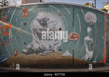 16-Dez-2007 - Mosaik venezianische Fliesen Malerei von Mahatma Gandhi; Ahmedabad, Gujarat, Indien Asien Stockfoto