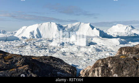 Ilulissat Icefjord, ein UNESCO-Weltkulturerbe, auch Kangerlua kangia oder Ilulissat in der Diskobucht genannt. Grönland, Dänemark Stockfoto