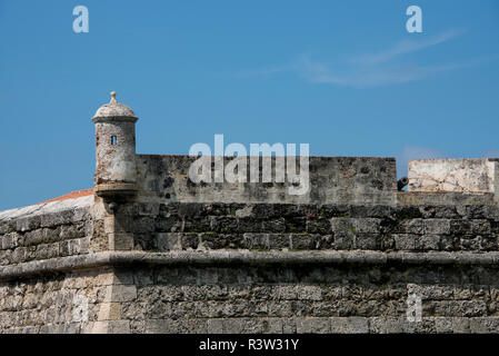 Südamerika, Kolumbien, Cartagena. Historische Stadtzentrum, die Stadtmauer, die die Altstadt umgibt. Wand detail. Stockfoto