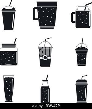 Smoothie Milchshake Fruchtsaft Symbole gesetzt. Einfache Abbildung von 9 smoothie Milchshake Fruchtsaft Vector Icons für Web Stock Vektor