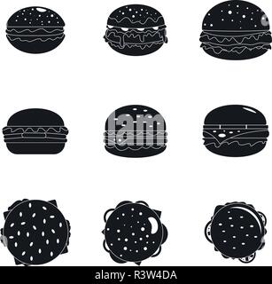 Burger sandwich Brot Brötchen Symbole gesetzt. Einfache Abbildung: 9 Burger sandwich Brot Brötchen Vector Icons für Web Stock Vektor