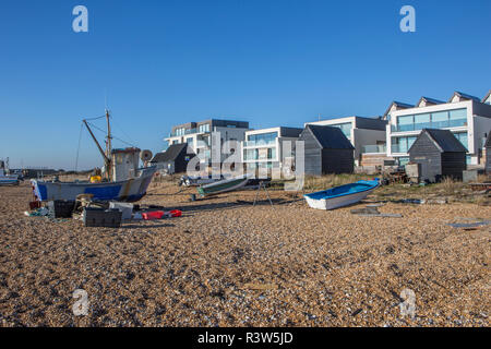 Neue Apartments auf der Arbeit Fischer Strand Stockfoto