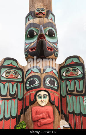 Saxman Totem Park, Tlingit Totempfähle, Ketchikan, Alaska, Inside Passage Stockfoto