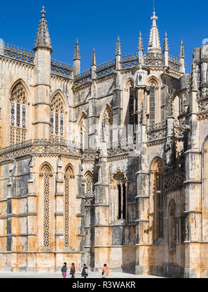 Das Kloster von Batalha, Mosteiro de Santa Maria da Vitoria (UNESCO-Weltkulturerbe). Touristische Attraktion nördlich von Lissabon, Portugal. Stockfoto