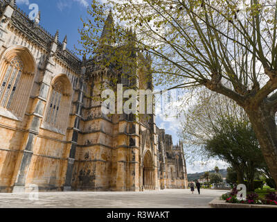 Das Kloster von Batalha, Mosteiro de Santa Maria da Vitoria (UNESCO-Weltkulturerbe). Touristische Attraktion nördlich von Lissabon, Portugal. Stockfoto