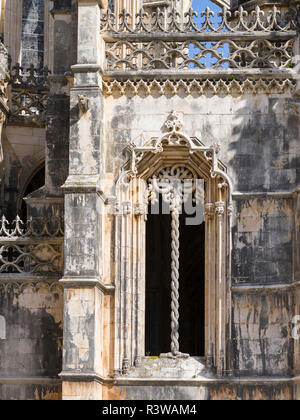 Das Kloster von Batalha, Mosteiro de Santa Maria da Vitoria (UNESCO-Weltkulturerbe). Touristische Attraktion nördlich von Lissabon, Portugal. Stockfoto