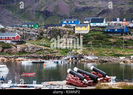 Grönland, Dorf, Hafen, Qeqertarsuaq Godhavn, Disko Insel Stockfoto