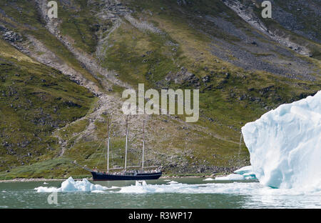 Segelschiff im uunartoq Fjord, Puiattukulooq Bay. Südlichen Grönland, Dänemark Stockfoto