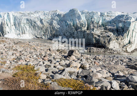 Endstation der Russell Gletschers. Landschaft in der Nähe des Grönländischen Eisschildes in der Nähe von Kangerlussuaq, Grönland, Dänemark Stockfoto