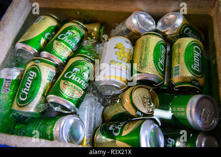 Thai Marke Bier Singha und Chang auf Eis Stockfoto