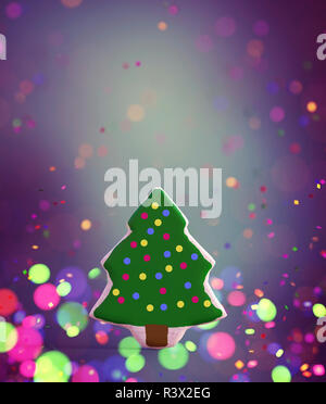 Fancy Weihnachtsbaum auf bunten Hintergrund eingerichtet, 3D-Rendering Stockfoto