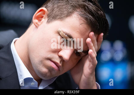 Magnus Carlsen, Norwegisch schach Großmeister und Weltmeister und Nummer eins, an der World Chess Championship in London. Stockfoto