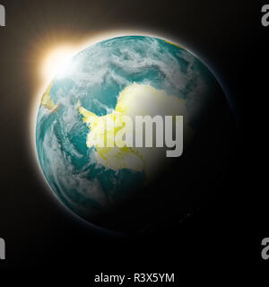 Sonne über der Antarktis auf dem Planeten Erde Stockfoto