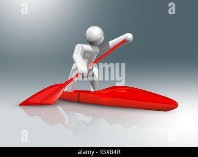 Kanu Sprint 3D Symbol, Olympische Sportarten Stockfoto