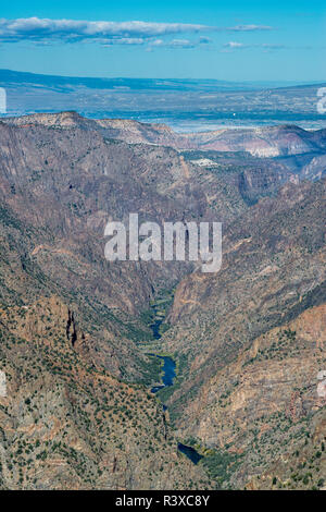 Gunnison River schlängelt sich durch Black Canyon, Colorado Stockfoto