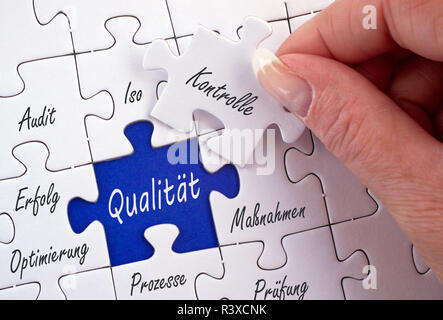 Qualität und Kontrolle Stockfoto