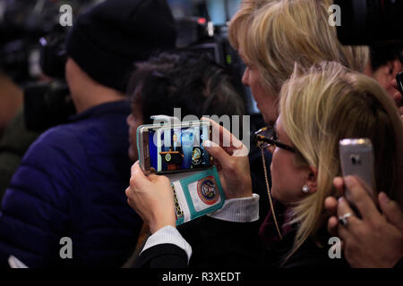 Die Medien bei der letzten Pressekonferenz des Präsidenten Barak Obama im Weißen Haus Presse am 18. Januar 2017. Stockfoto