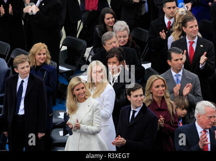 Die Trumpf-Familie vor Donald Trump nimmt den Amtseid für die Präsidentschaft der Vereinigten Staaten am 20. Januar 2017 Stockfoto