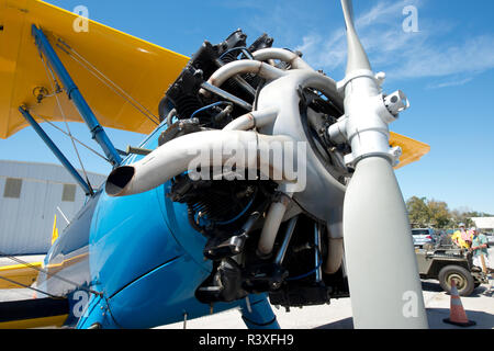 USA, Florida, Sarasota, CAF Air Power History Tour, Boeing Stearman PT-13 D Kaydet Doppeldecker Stockfoto