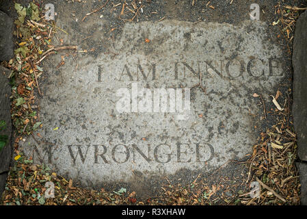 USA, Massachusetts, Salem Witch Trials Memorial, Denkmal für Person überführt der Hexerei bei der Salem Witch Trials von 1692-1693 Stockfoto