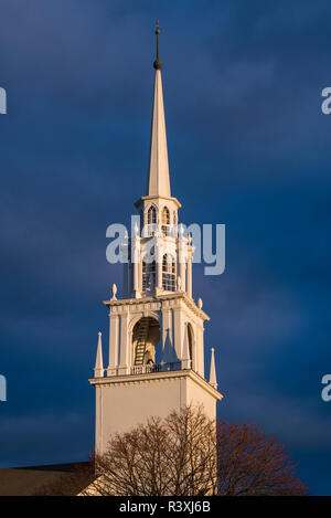 USA, Massachusetts, Newburyport, Unitarian Church, Sonnenuntergang Stockfoto