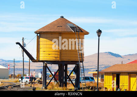 USA, Colorado, Antonito, Cumbres und Toltec Schmalspurbahn, Lokomotive Viehtränke Stockfoto