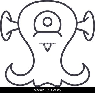 Außerirdische Kreatur Symbol Leitung Konzept. Außerirdische Kreatur Vector Linear Abbildung, Symbol, Zeichen Stock Vektor