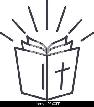 Bibel Symbol Leitung Konzept. Bibel Vector Linear Abbildung, Symbol, Zeichen Stock Vektor