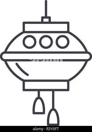 Chinesischen Lampen Symbol Leitung Konzept. Chinesischen Lampen Vector Linear Abbildung, Symbol, Zeichen Stock Vektor