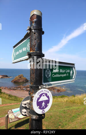 Anzeichen für den John Muir wandern, Dunbar, Schottland Stockfoto