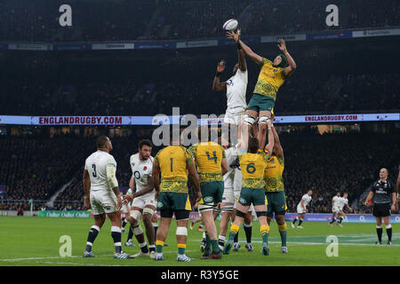 London, Großbritannien. 24. November 2018. Line Out England V Australien England V Australia, Herbst internationals Twickenham, London, England, 24. November 2018 Herbst internationals Twickenham Stam, London, England: Allstar Bildarchiv/Alamy leben Nachrichten Stockfoto