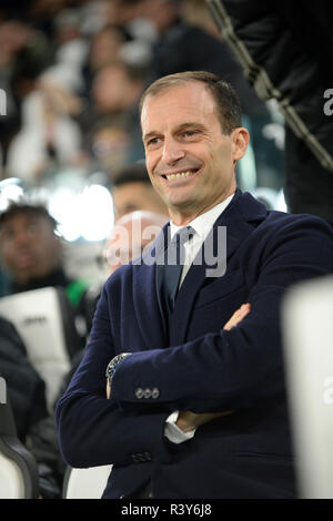 24.11.2018, Allianz Stadion, Turin, Italien; Serie A Fußball, Juventus versus SPAL; alle Lächeln von Max Allegri der Trainer von Juventus Turin Stockfoto