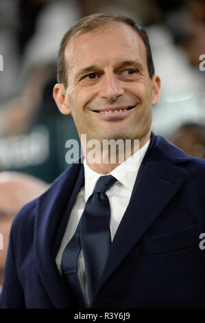 24.11.2018, Allianz Stadion, Turin, Italien; Serie A Fußball, Juventus versus SPAL; alle Lächeln von Max Allegri der Trainer von Juventus Turin Stockfoto