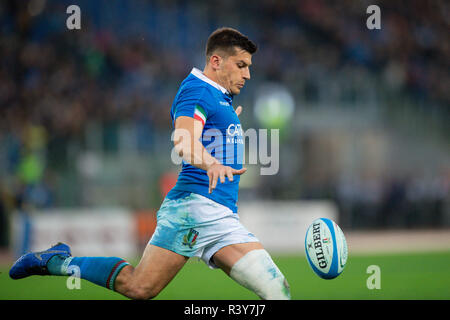 Rom, Italien. 24. Nov 2018. Italien Tommaso Allan im Herbst internationals 2018 Match zwischen Italien und Neuseeland im Stadio Olimpico, Rom, Italien Am 24. November 2018. Foto von Giuseppe Maffia. Credit: UK Sport Pics Ltd/Alamy leben Nachrichten Stockfoto