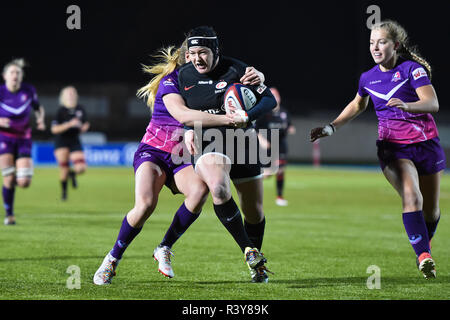 London, Großbritannien. 24. Nov 2018. Hanna Casey von Sarazenen Frauen ist während Tyrrells Premier 15 s Liga - sarazenen Frauen gegen Loughborough Blitz bei Allianz Park am Samstag, 24. November 2018. LONDON ENGLAND. (Nur redaktionelle Nutzung, eine Lizenz für die gewerbliche Nutzung erforderlich. Keine Verwendung in Wetten, Spiele oder einer einzelnen Verein/Liga/player Publikationen.) Credit: Taka G Wu/Alamy leben Nachrichten Stockfoto