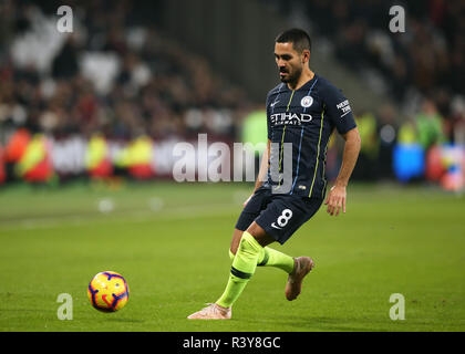 Das Stadion in London, London, Großbritannien. 24 Nov, 2018. EPL Premier League Fußball, West Ham United gegen Manchester City; Ilkay Gundogan von Manchester City Credit: Aktion plus Sport/Alamy leben Nachrichten Stockfoto