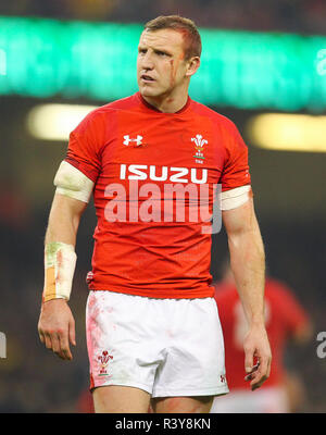 Fürstentum Stadium, Cardiff, UK. 24 Nov, 2018. Rugby Union, Herbst internationale Reihe, Wales gegen Südafrika; Hadleigh Parkes von Wales Credit: Aktion plus Sport/Alamy leben Nachrichten Stockfoto