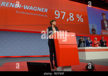 Wels, Oberösterreich, Österreich. 24. November 2018. Am 24. Und 25. November 2018 hält die SPÖ ihren 44. Ordentlichen Bundesparteitag in der Messehalle Wels ab. Das Bild zeigt Pamela Rendi Wagner. Kredit: Franz Perc / Alamy Live News Stockfoto