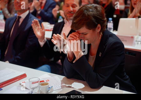 Wels, Oberösterreich, Österreich. 24. November 2018. Am 24. Und 25. November 2018 hält die SPÖ ihren 44. Ordentlichen Bundesparteitag in der Messehalle Wels ab. Das Bild zeigt Pamela Rendi Wagner. Kredit: Franz Perc / Alamy Live News Stockfoto