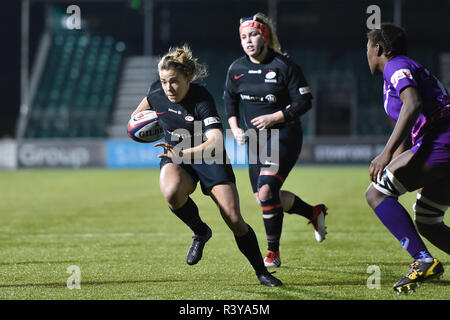 London, Großbritannien. 24. Nov 2018. Lauren Cattell der Sarazenen Frauen ist während Tyrrells Premier 15 s Liga - sarazenen Frauen gegen Loughborough Blitz bei Allianz Park am Samstag, 24. November 2018. LONDON ENGLAND. (Nur redaktionelle Nutzung, eine Lizenz für die gewerbliche Nutzung erforderlich. Keine Verwendung in Wetten, Spiele oder einer einzelnen Verein/Liga/player Publikationen.) Credit: Taka G Wu/Alamy leben Nachrichten Stockfoto