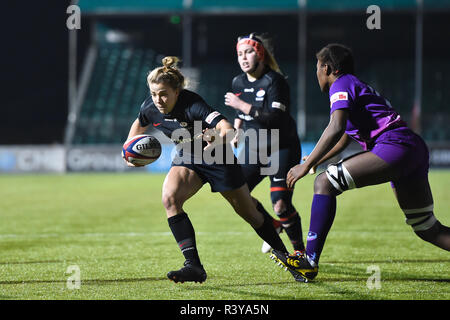 London, Großbritannien. 24. Nov 2018. Lauren Cattell der Sarazenen Frauen ist während Tyrrells Premier 15 s Liga - sarazenen Frauen gegen Loughborough Blitz bei Allianz Park am Samstag, 24. November 2018. LONDON ENGLAND. (Nur redaktionelle Nutzung, eine Lizenz für die gewerbliche Nutzung erforderlich. Keine Verwendung in Wetten, Spiele oder einer einzelnen Verein/Liga/player Publikationen.) Credit: Taka G Wu/Alamy leben Nachrichten Stockfoto